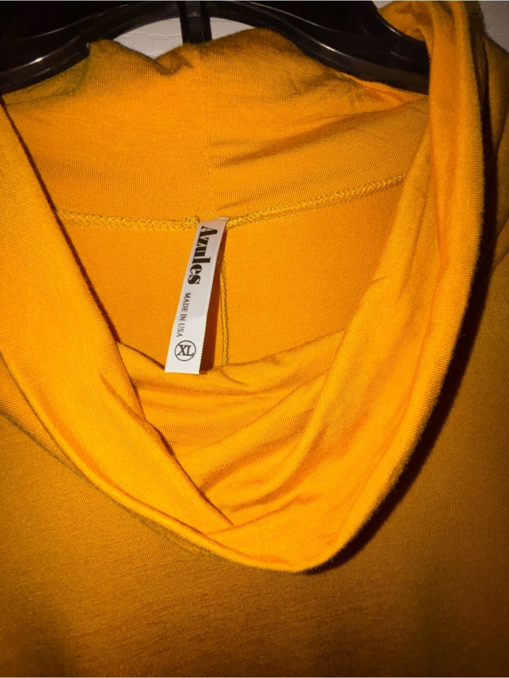 Azules Mustard Yellow Cowl Neck Long Sleeve Swing Tunic Top XL - Picture 2 of 6